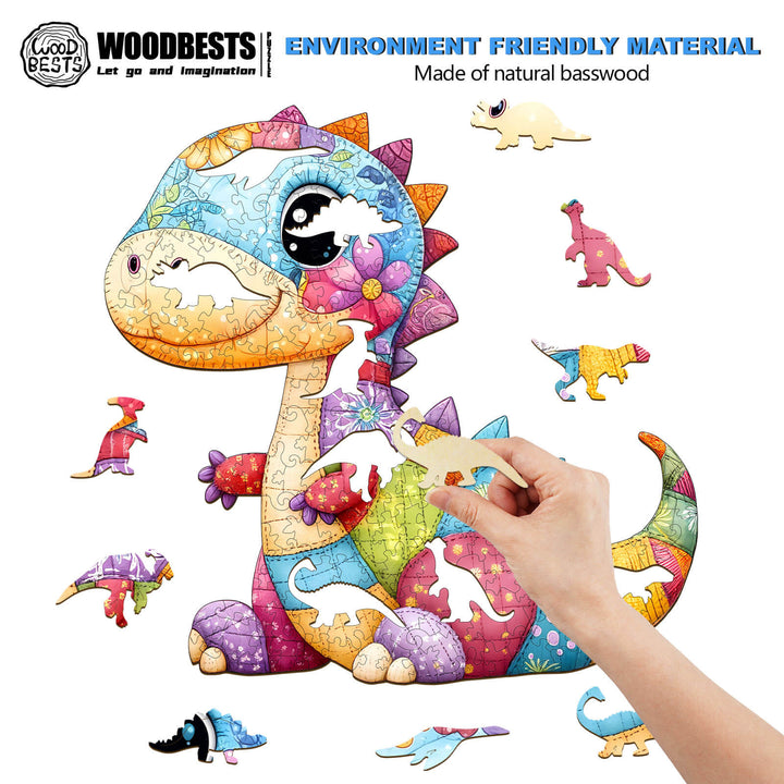 Patchwork Dinosaur Wooden Jigsaw Puzzle