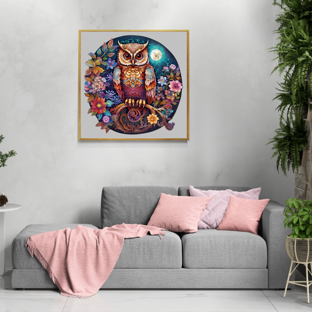 Nocturnal Owl Wooden Jigsaw Puzzle-Woodbests