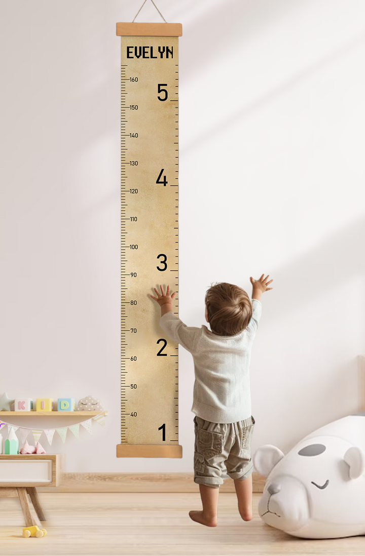 Personalized Vintage Style Hanging Canvas Height Ruler