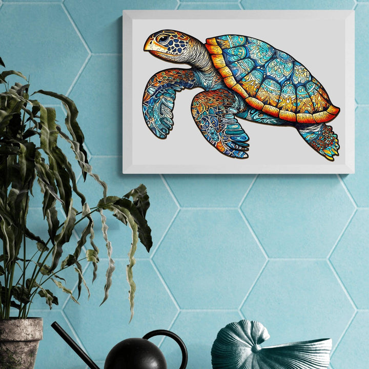 Mysterious Sea Turtle Wooden Jigsaw Puzzle-Woodbests