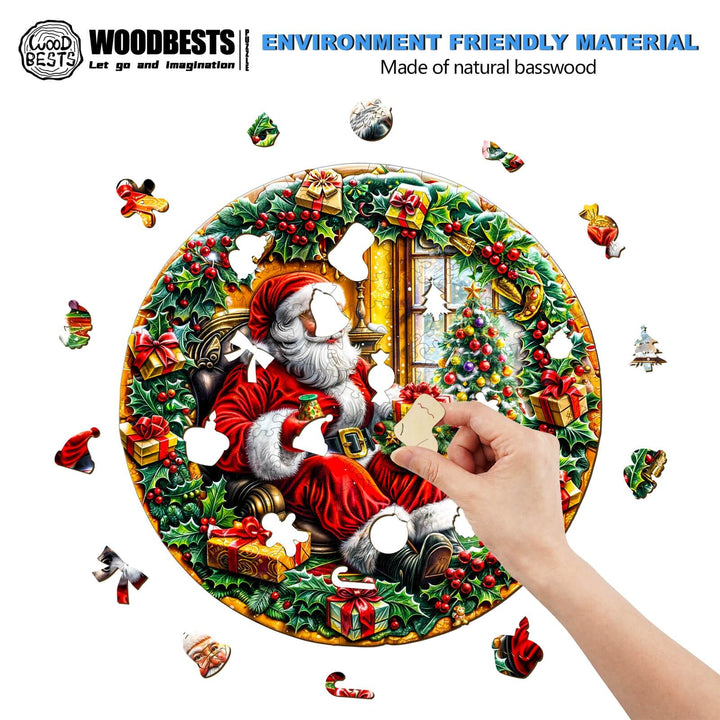 Christmas Wreath Wooden Jigsaw Puzzle - Woodbests