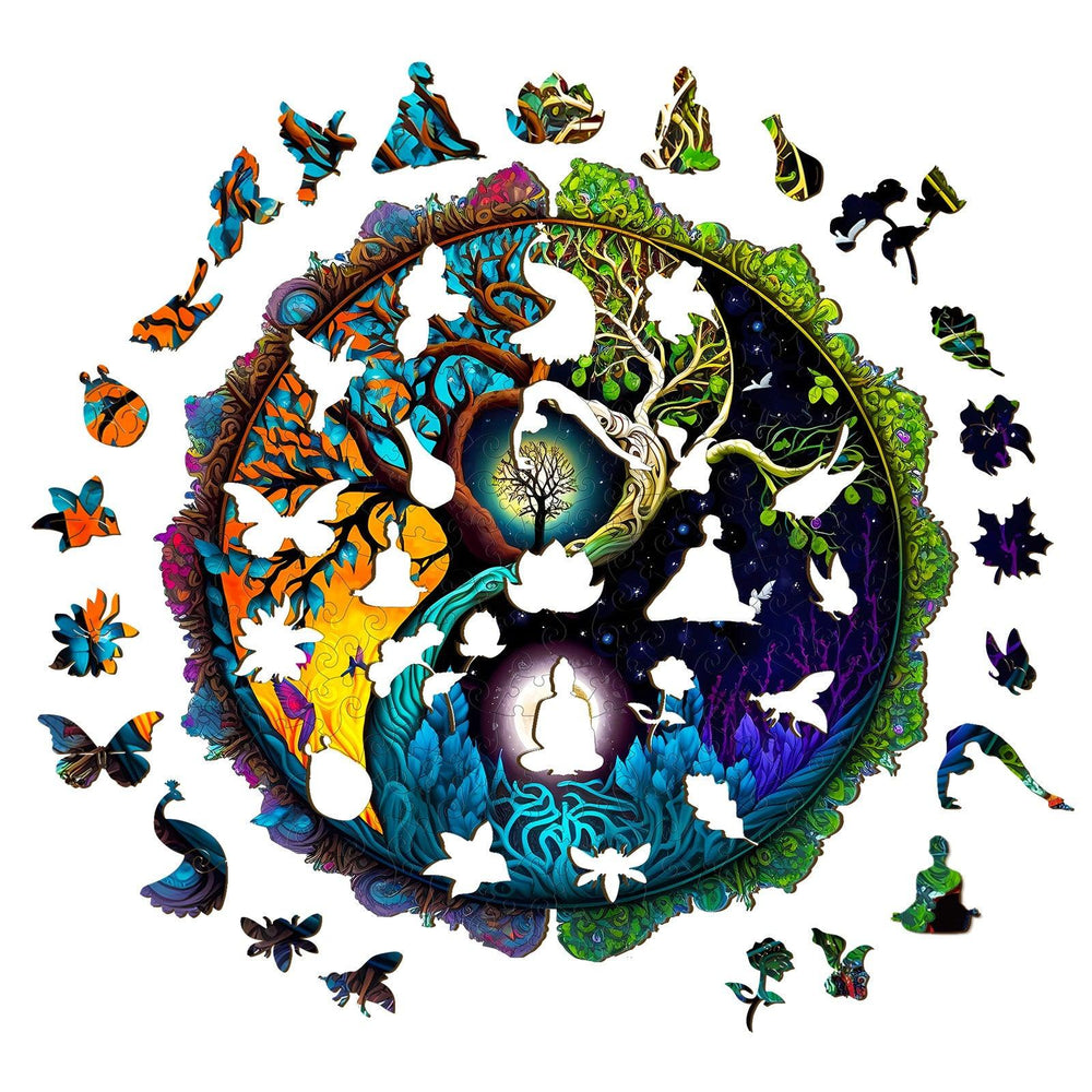 Yin Yang & Tree of Life - 4 Wooden Jigsaw Puzzle-Woodbests