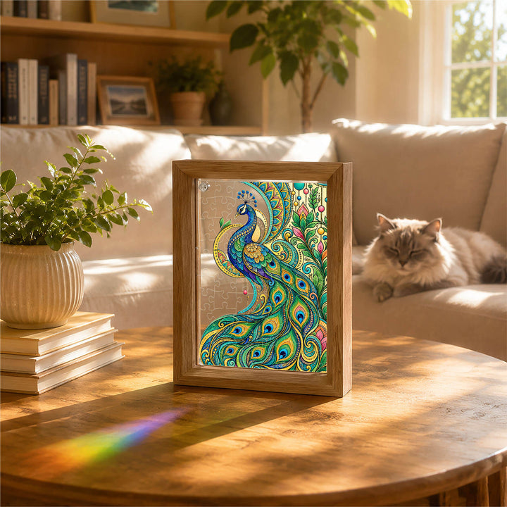 Double-Sided Acrylic Puzzle - Peacock Majesty