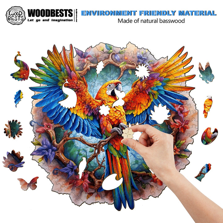 Lively Parrot Wooden Jigsaw Puzzle-Woodbests