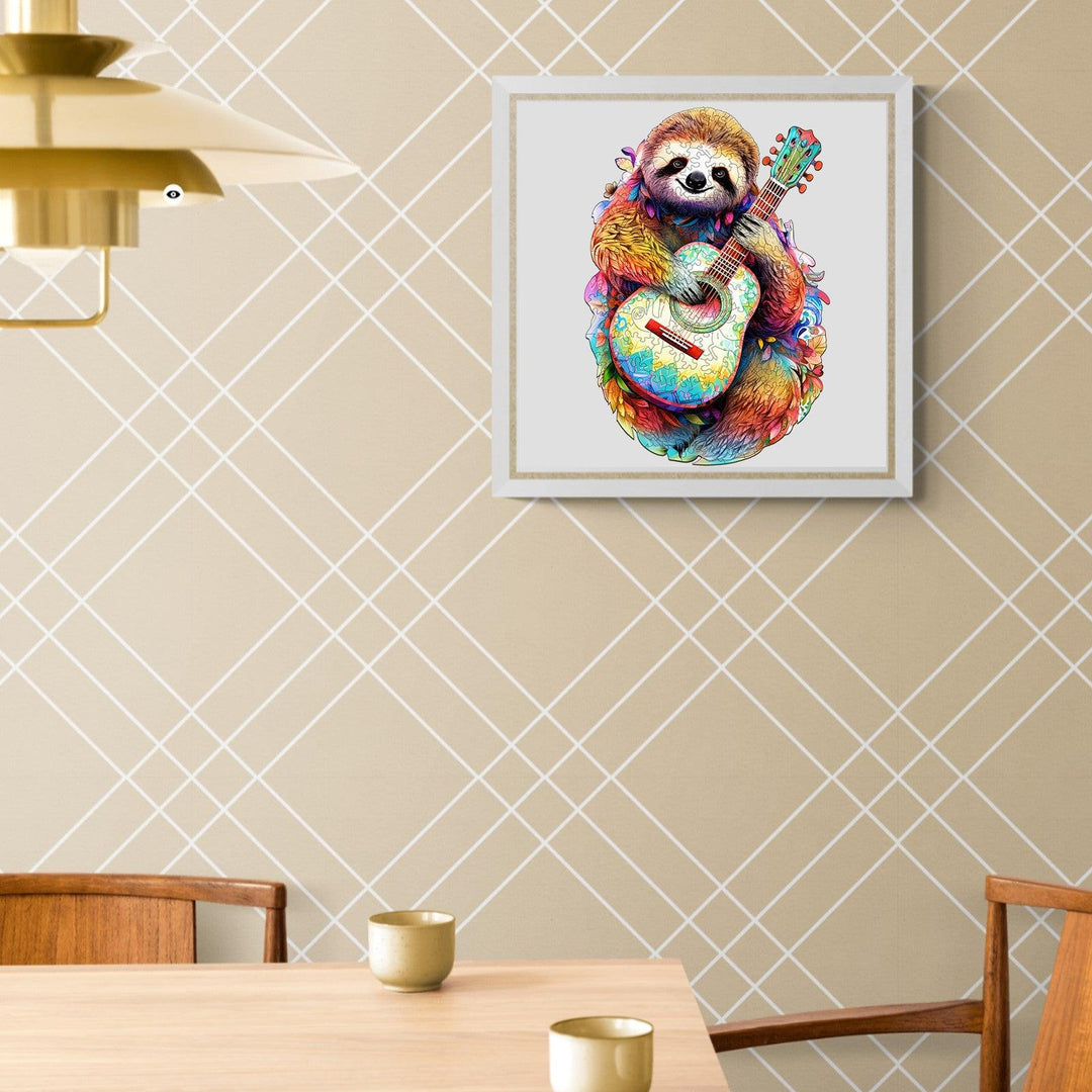 Sloth With Guitar Wooden Jigsaw Puzzle-Woodbests