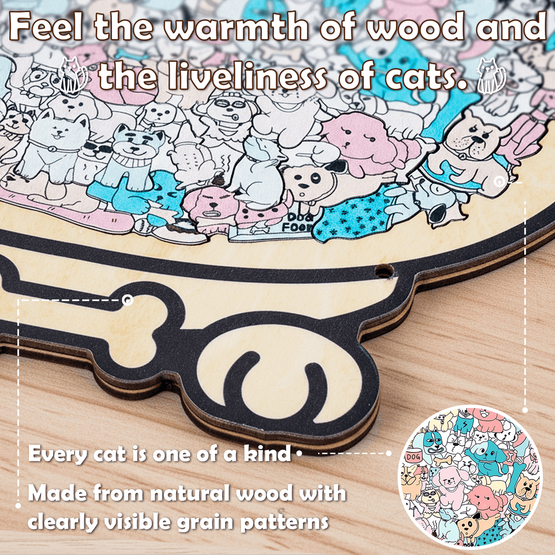 Morandi-Colored Lovely Dog Shaped Wooden Jigsaw Puzzle