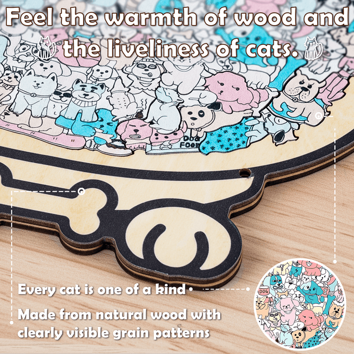 Morandi-Colored Lovely Dog Shaped Wooden Jigsaw Puzzle