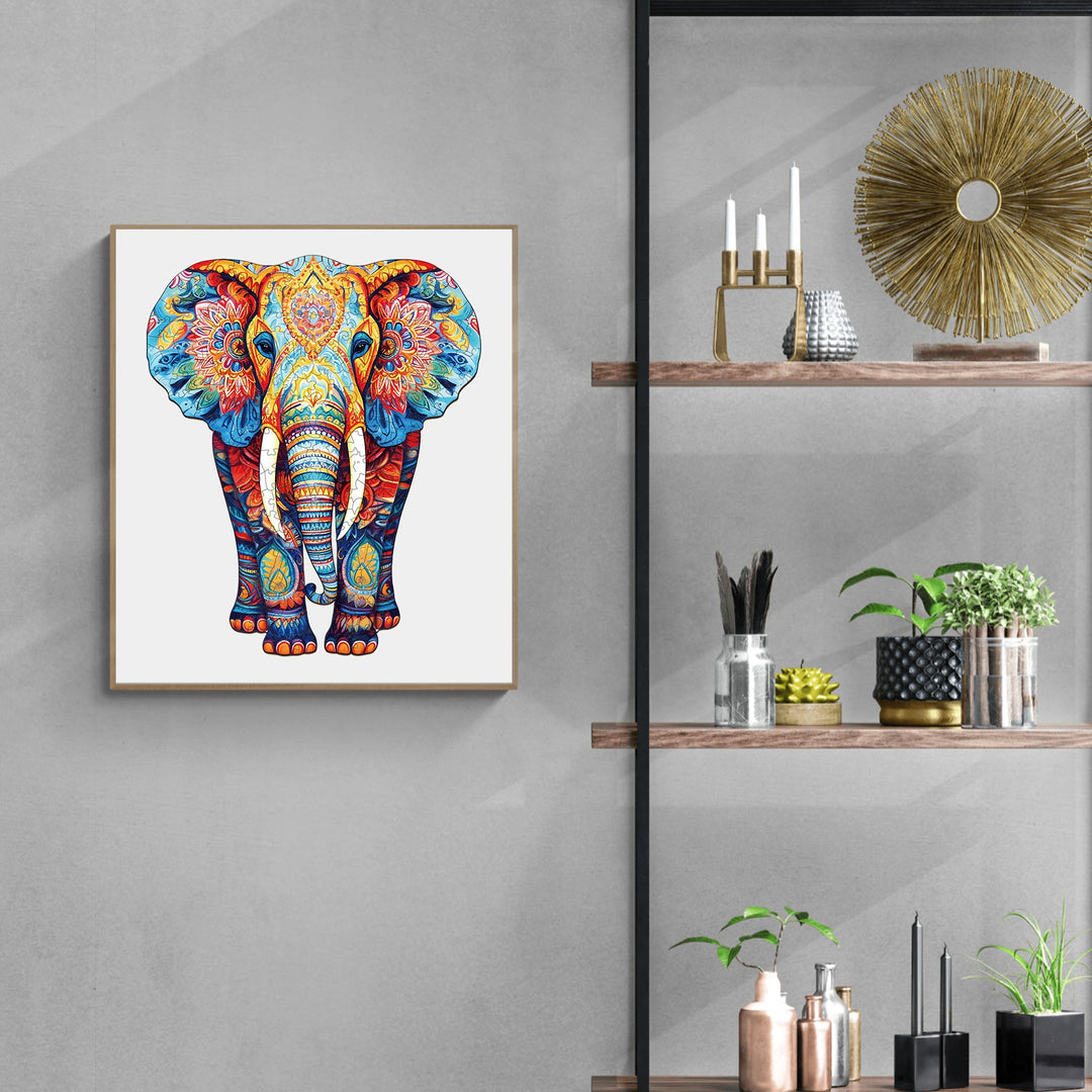 Orange Elephant Wooden Jigsaw Puzzle-Woodbests