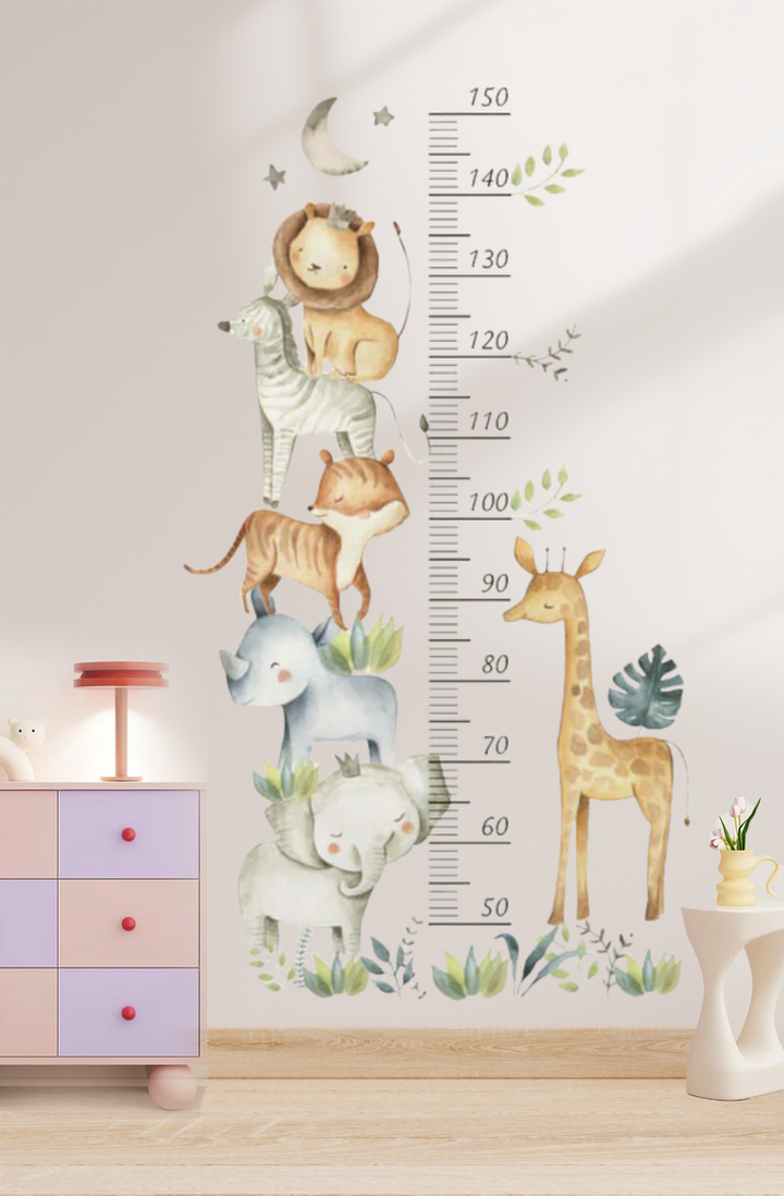 Cute Animals Growth Chart Wall Stickers