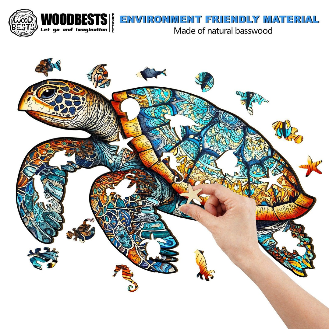 Mysterious Sea Turtle Wooden Jigsaw Puzzle