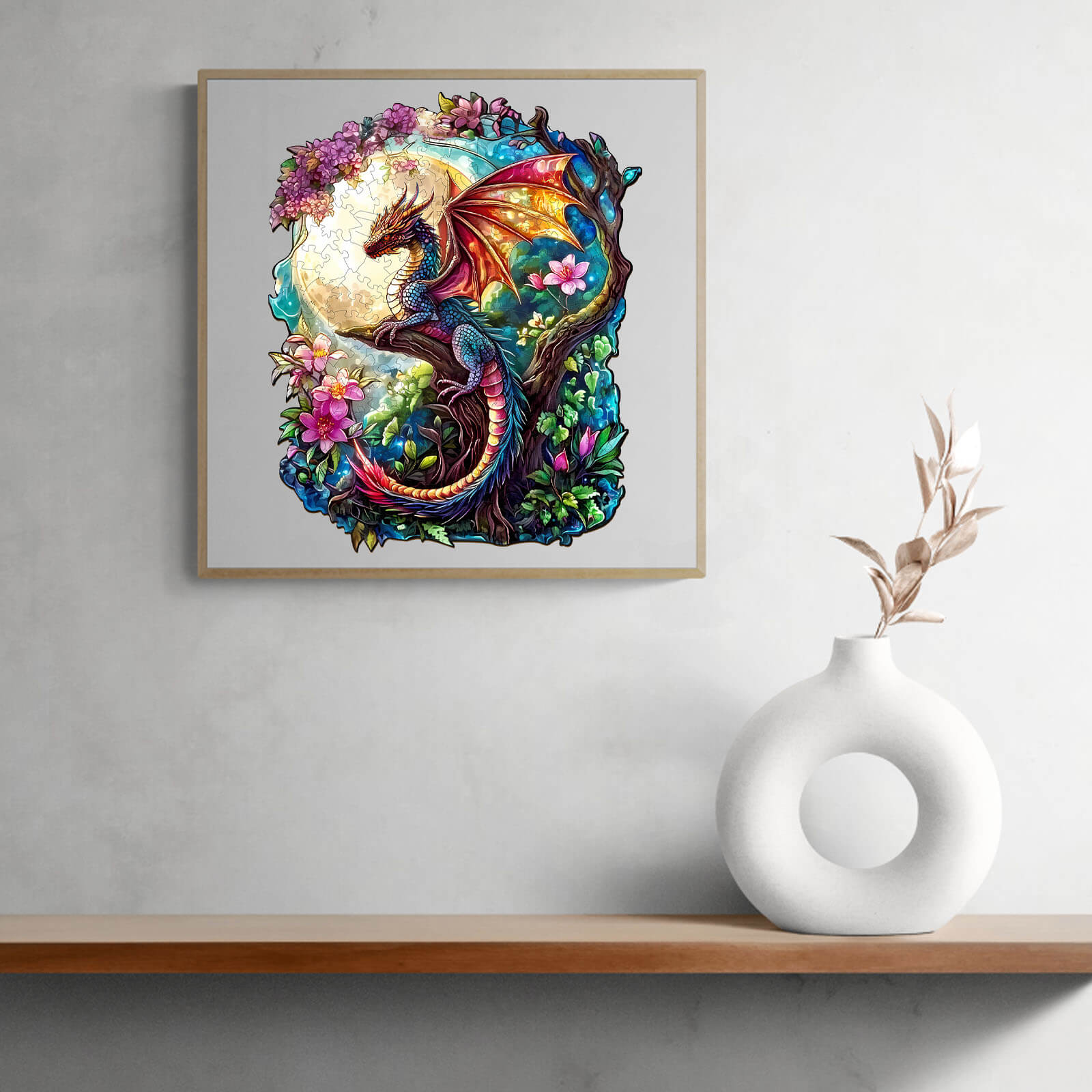 Dragon in Moonlight Wooden Jigsaw Puzzle