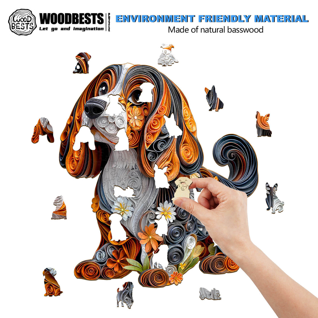 3D paper dachshund  Wooden Jigsaw Puzzle