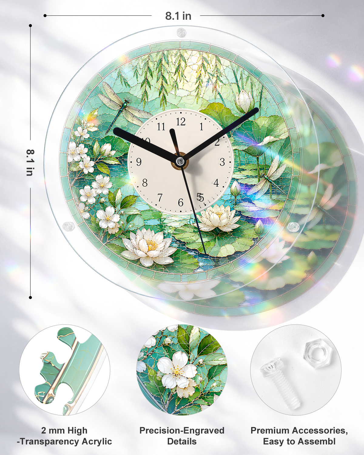 DIY Acrylpuzzle-Uhr Bausatz - Sommer Lotus-Teich