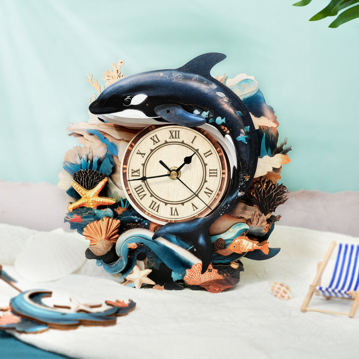 Killer Whale – DIY Wooden Clock, 3D Puzzle Craft Kit
