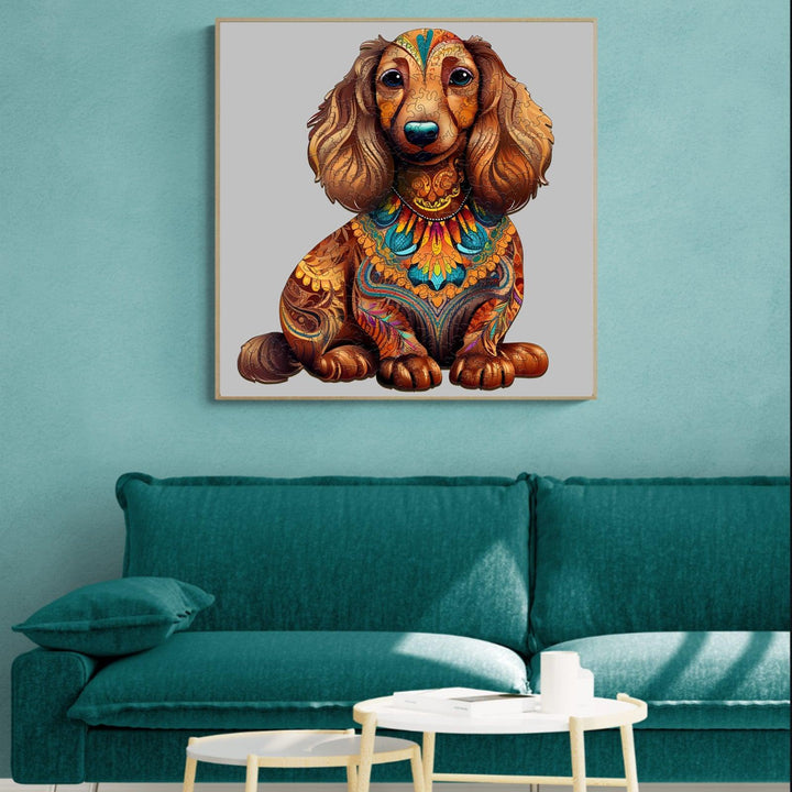 Long-haired Dachshund 2 Wooden Jigsaw Puzzle-Woodbests