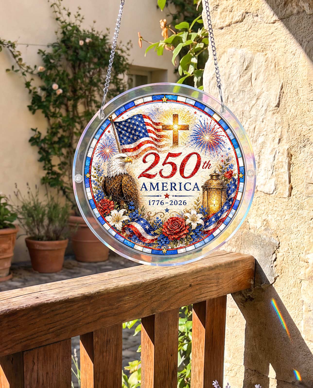 Acryl-Puzzle-Sonnenfänger – Glaube & Freiheit
