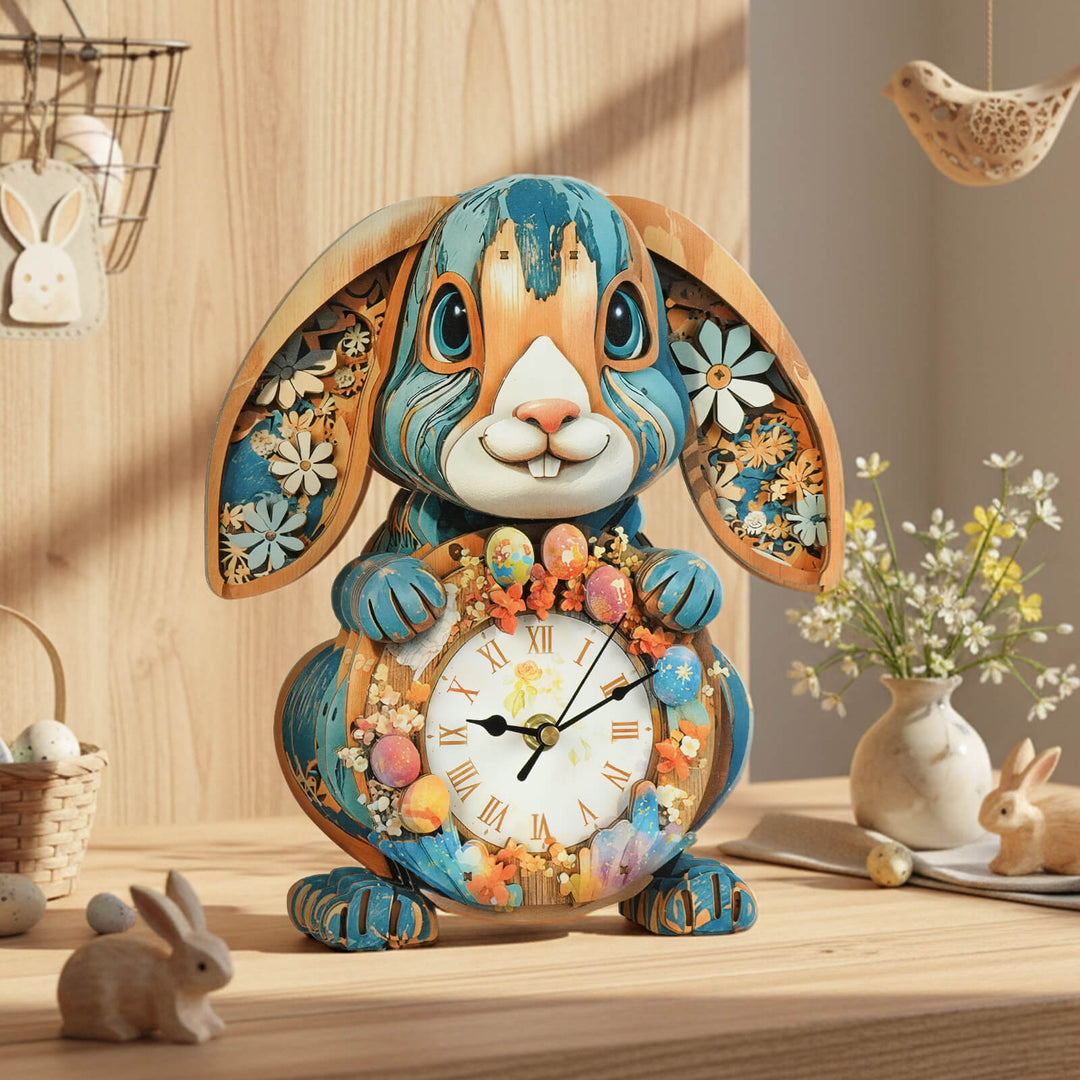 Rabbit– DIY Wooden Clock, 3D Puzzle Craft Kit