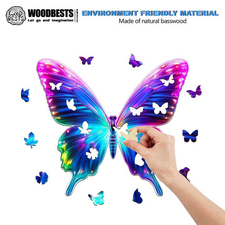 Fluorescent Butterfly Wooden Jigsaw Puzzle - Woodbests