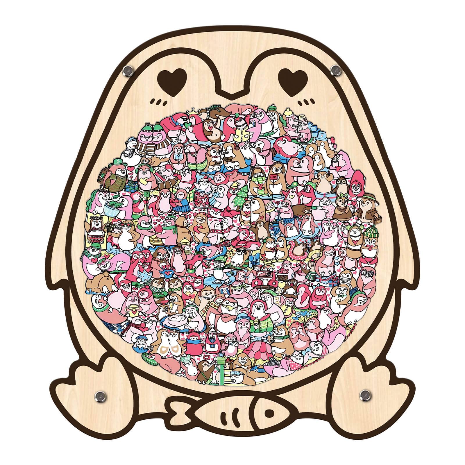 Puzzle en bois en forme de pingouin mignon
