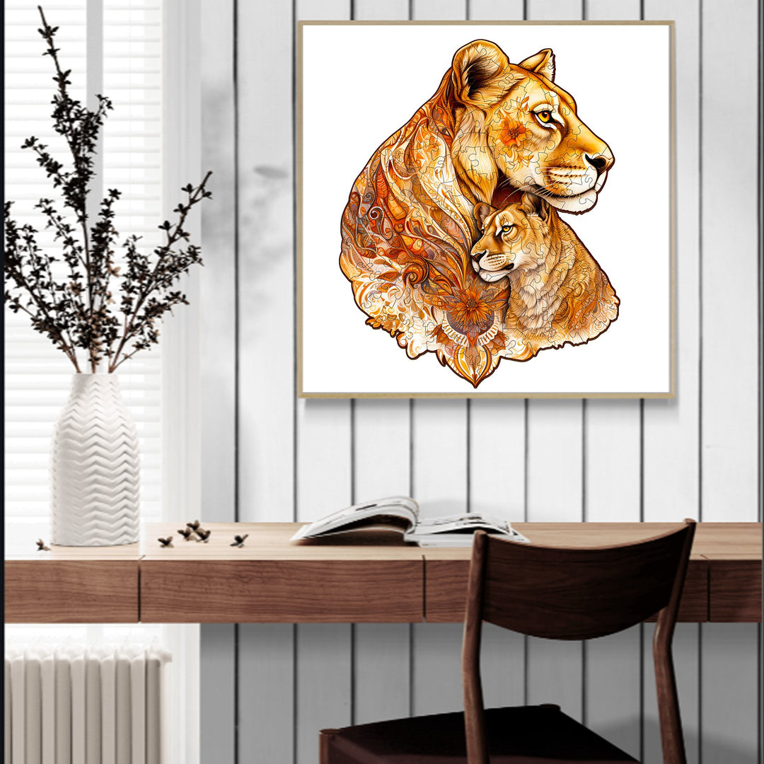 Motherly Lion Wooden Jigsaw Puzzle-Woodbests
