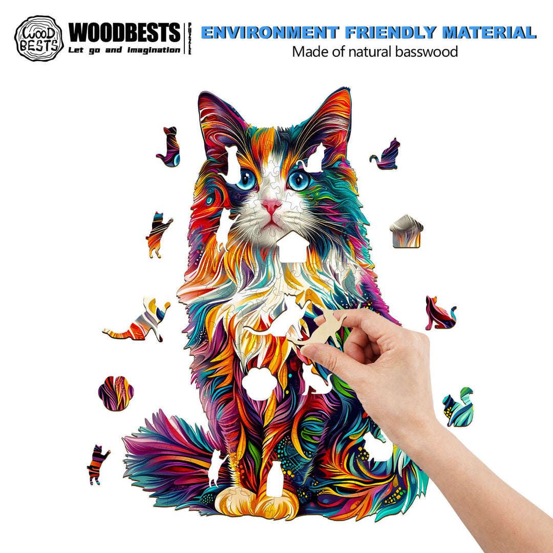 Colorful Ragdoll Cat-1 Wooden Jigsaw Puzzle