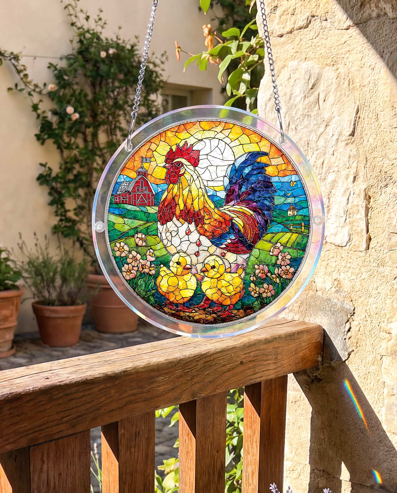 Acrylpuzzle-Sonnenfänger - Goldene Morgendämmerung Hahn