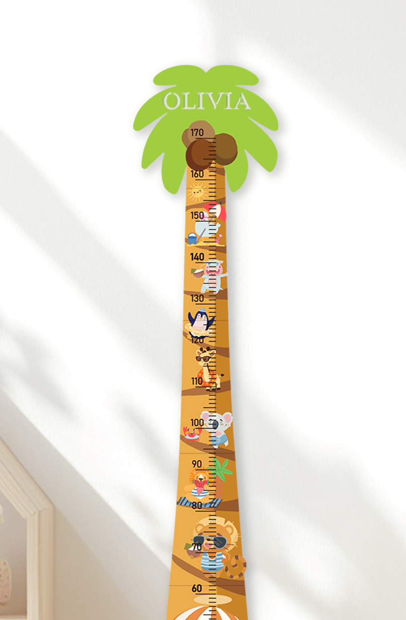 Personalized Wooden Coconut Palm Beach Growth Chart Ruler