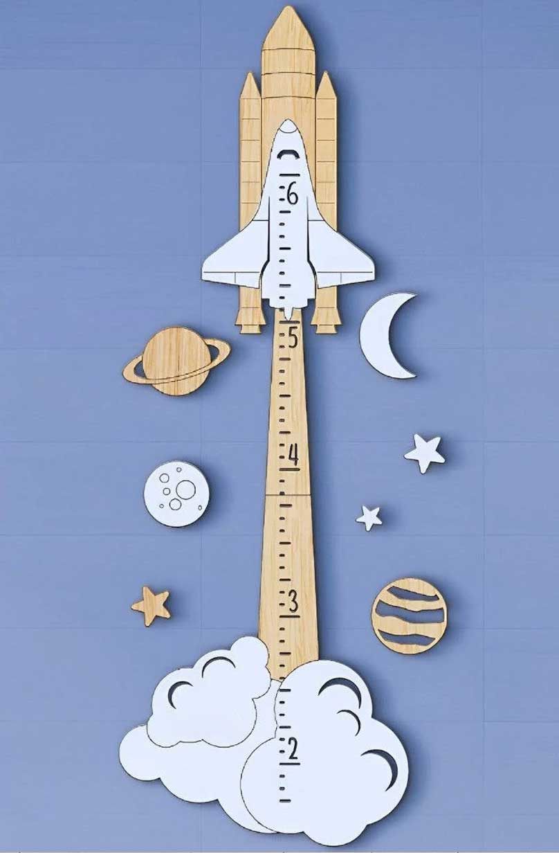 Personalized Wooden Rocket Growth Chart Clearance Sale