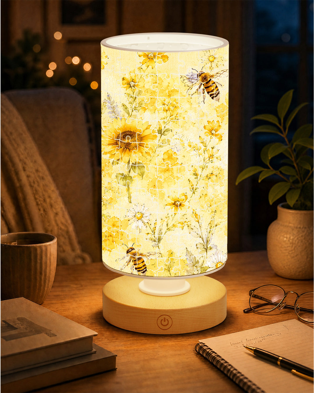DIY Dimmable Acrylic Puzzle Lamp - Bees and Sunflowers