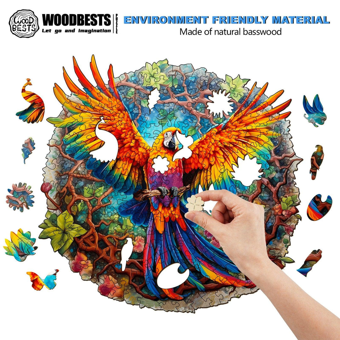 Curious Parrot Wooden Jigsaw Puzzle-Woodbests