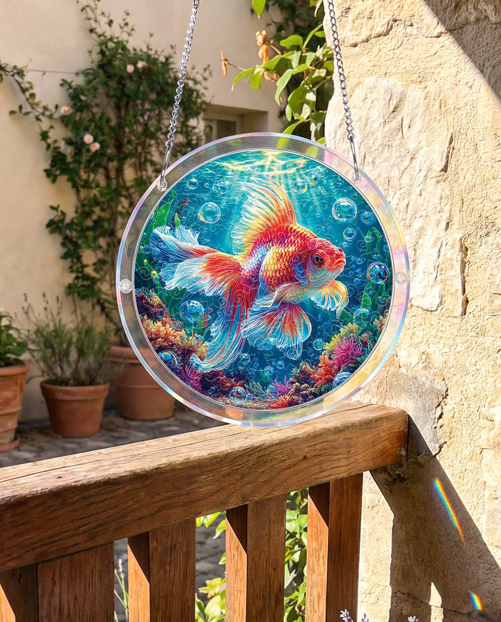 Puzzle en acrylique Attrape-soleil - Poisson Rouge Flamme d'Étoile