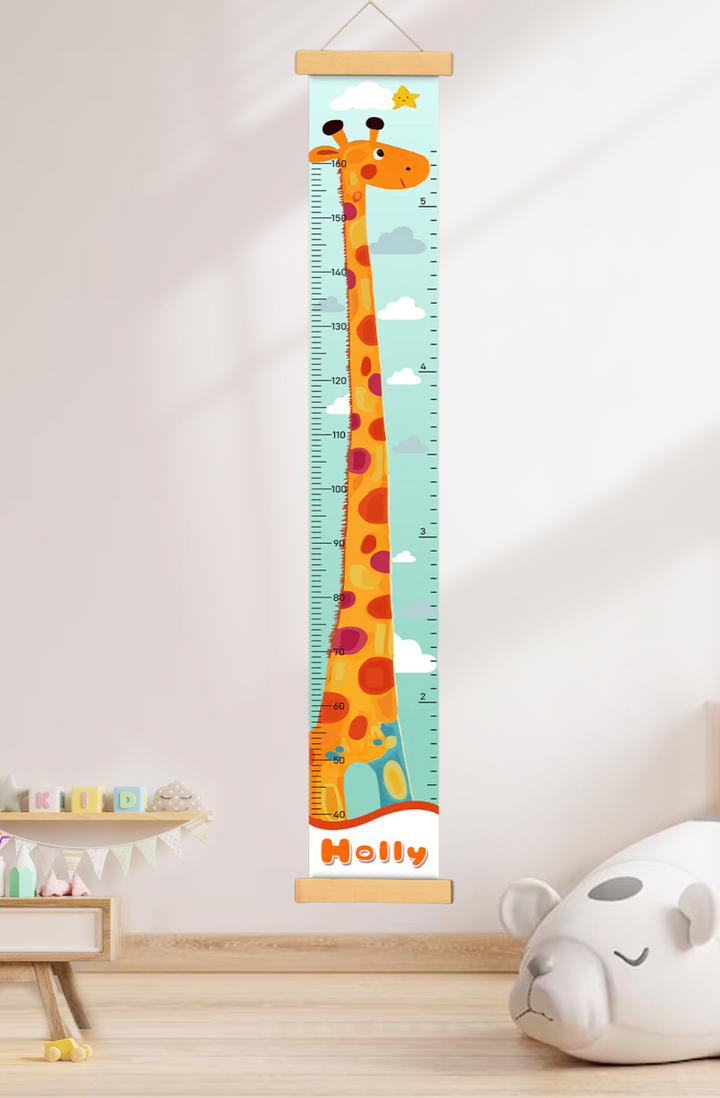 Personalized Giraffe Growth Hanging Canvas Height Ruler