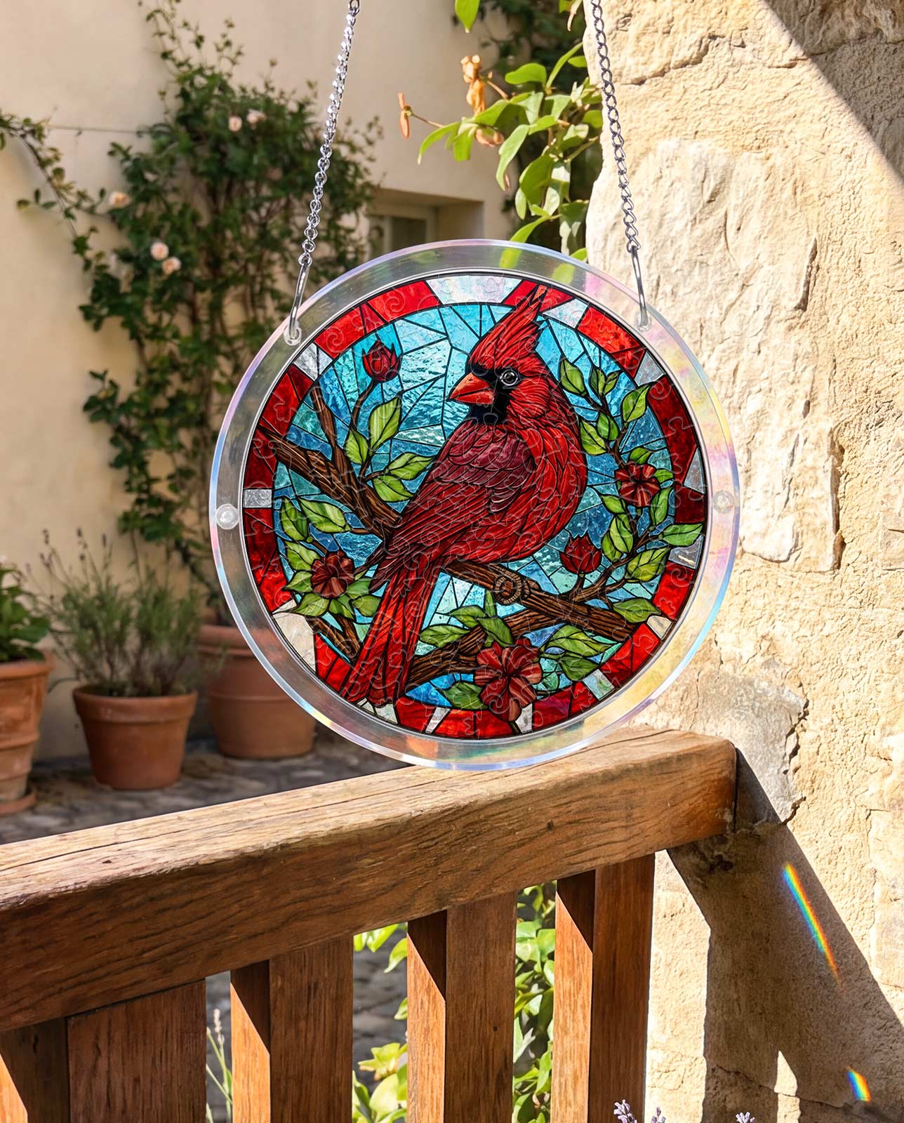 Attrape-soleil puzzle en acrylique - Cardinal discret