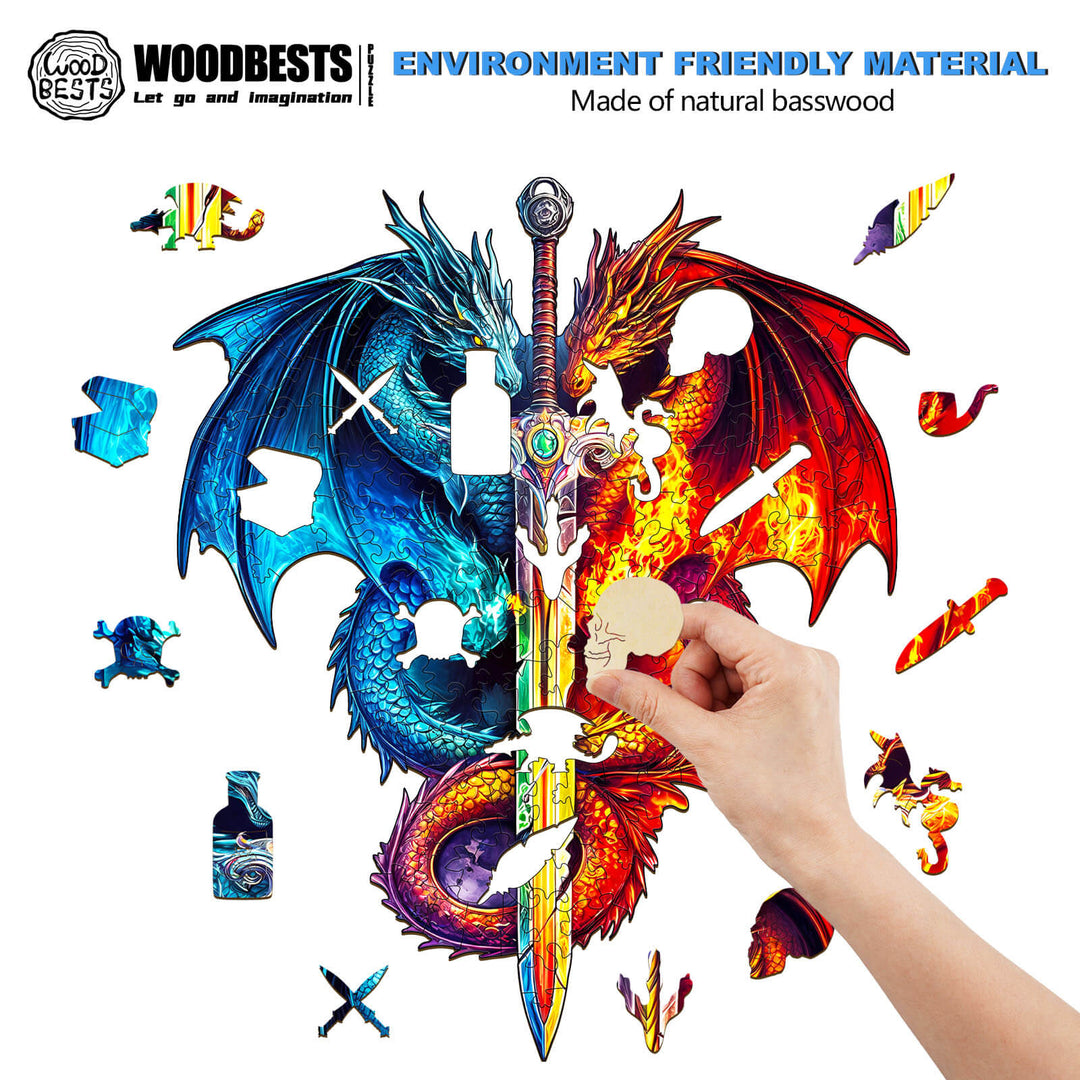 Dragon and Sword Wooden Jigsaw Puzzle - Woodbests