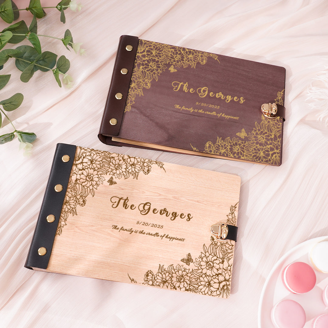 Personalized wooden memory book - Family Christmas Photo Album