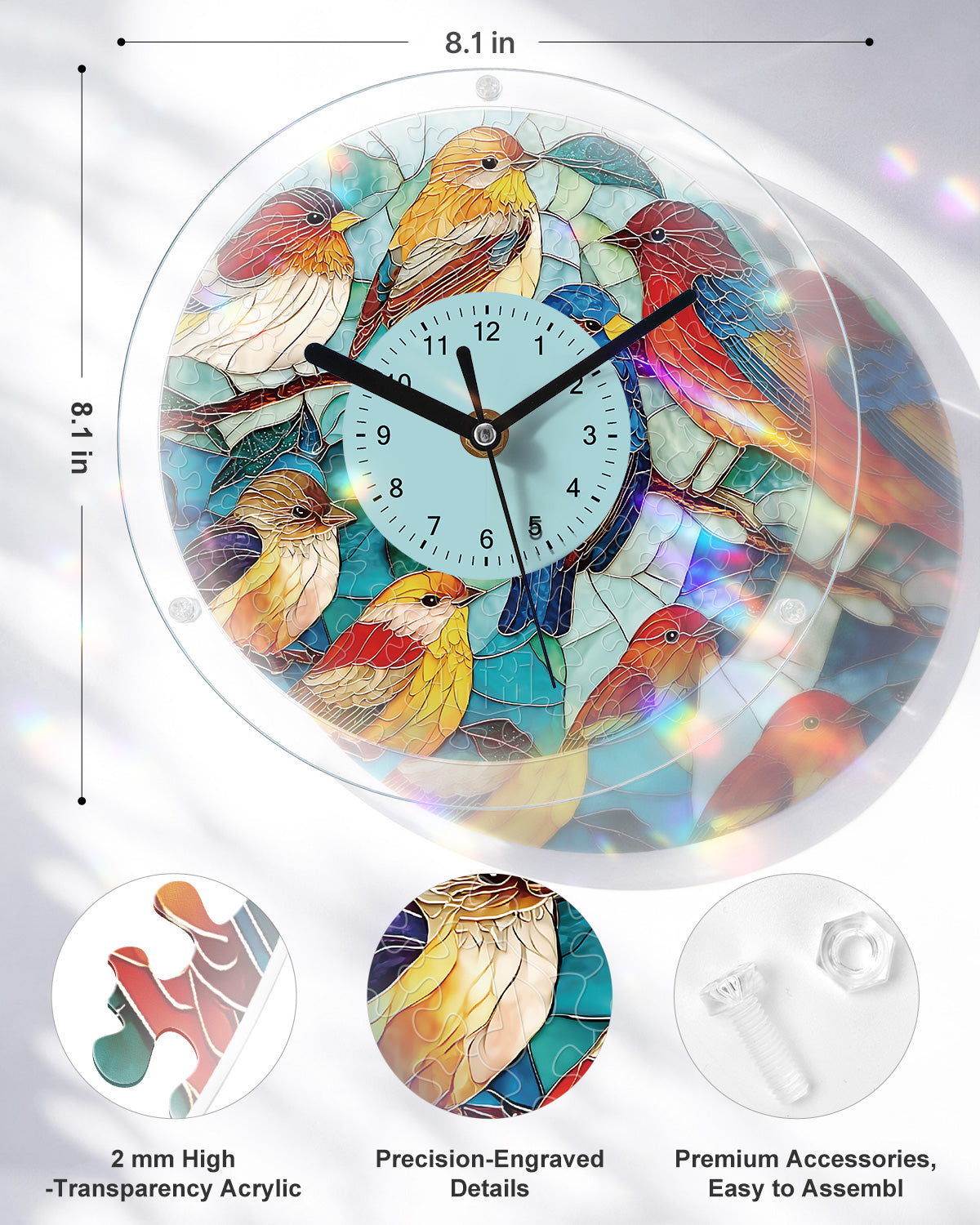 DIY Acrylpuzzle-Uhr Bausatz - Vögel in Harmonie