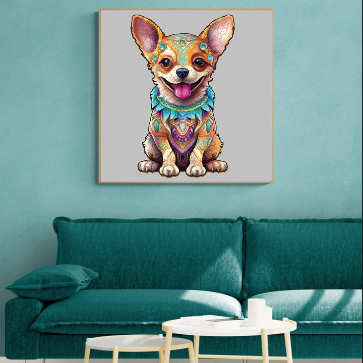 Happy Chihuahua Wooden Jigsaw Puzzle-Woodbests