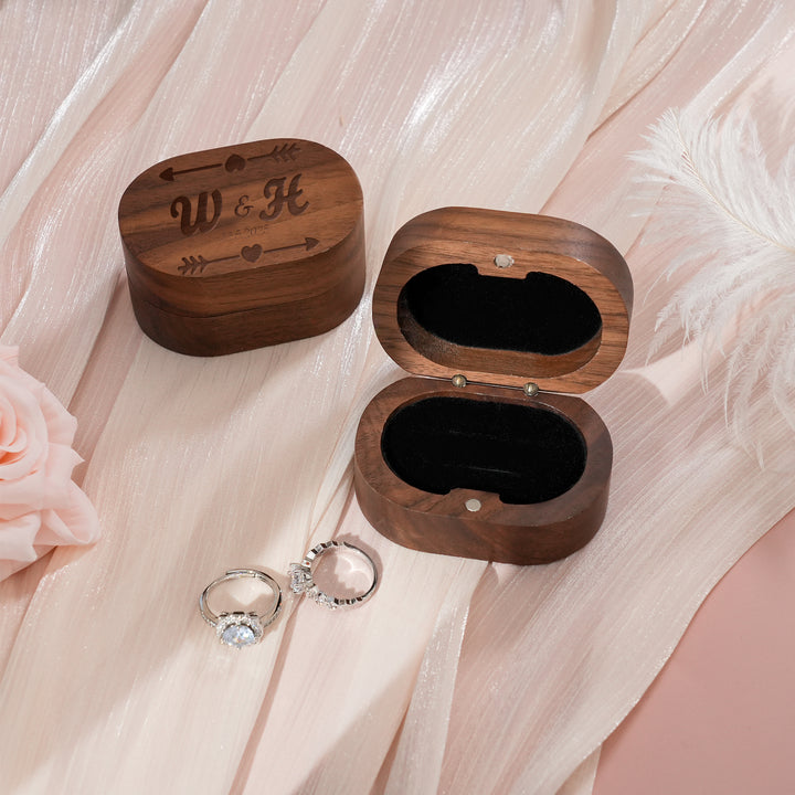 Solid Wood Custom Oval Ring Box