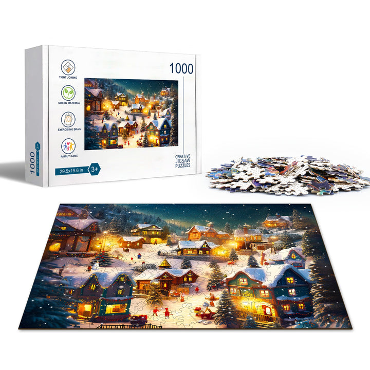 Christmas Village Wooden Jigsaw Puzzle-Woodbests