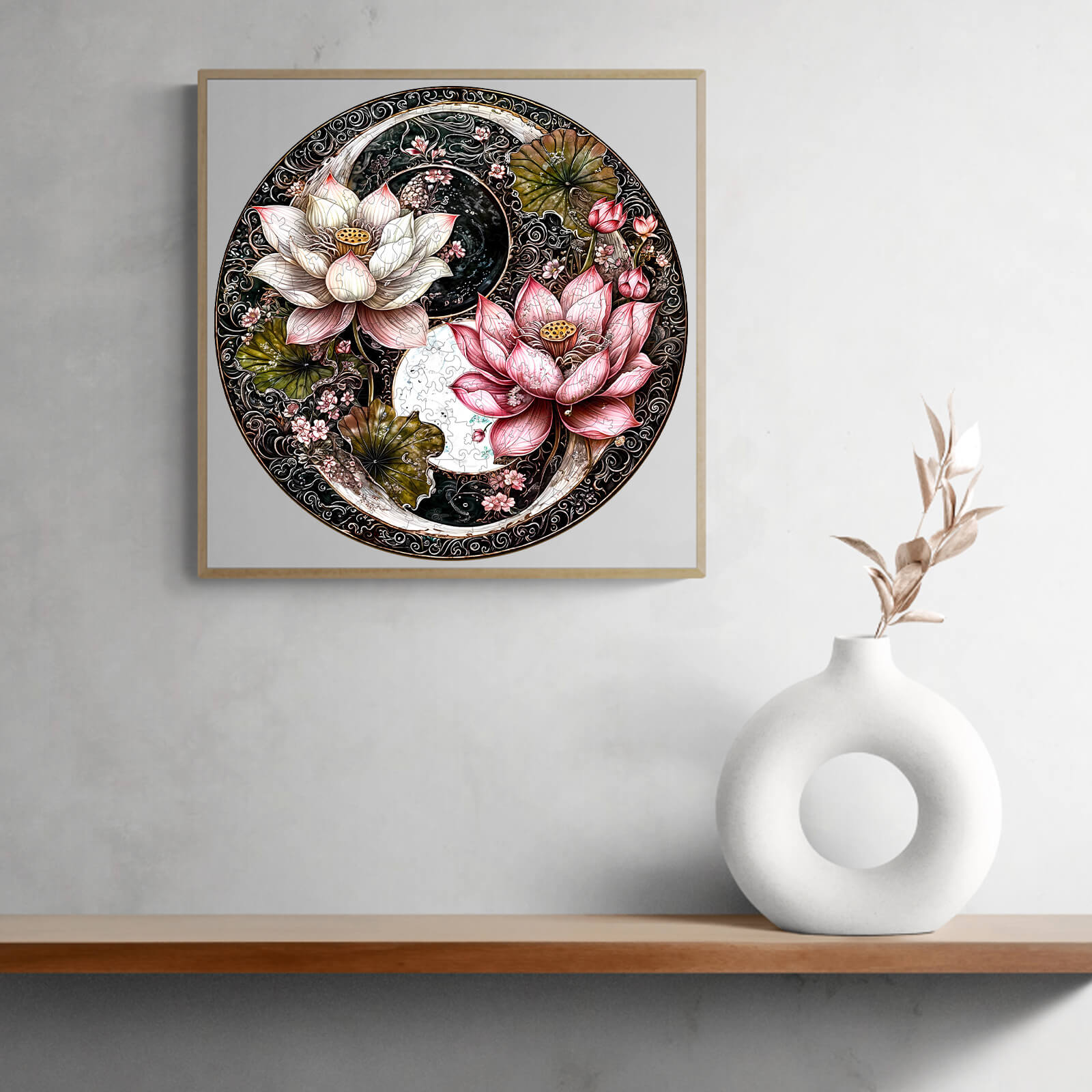 Yin Yang Lotus Wooden Jigsaw Puzzle