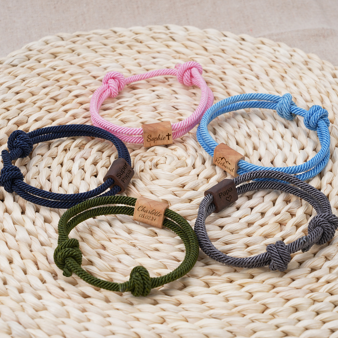 Personalized Mens Wood Block Milanese Bracelet