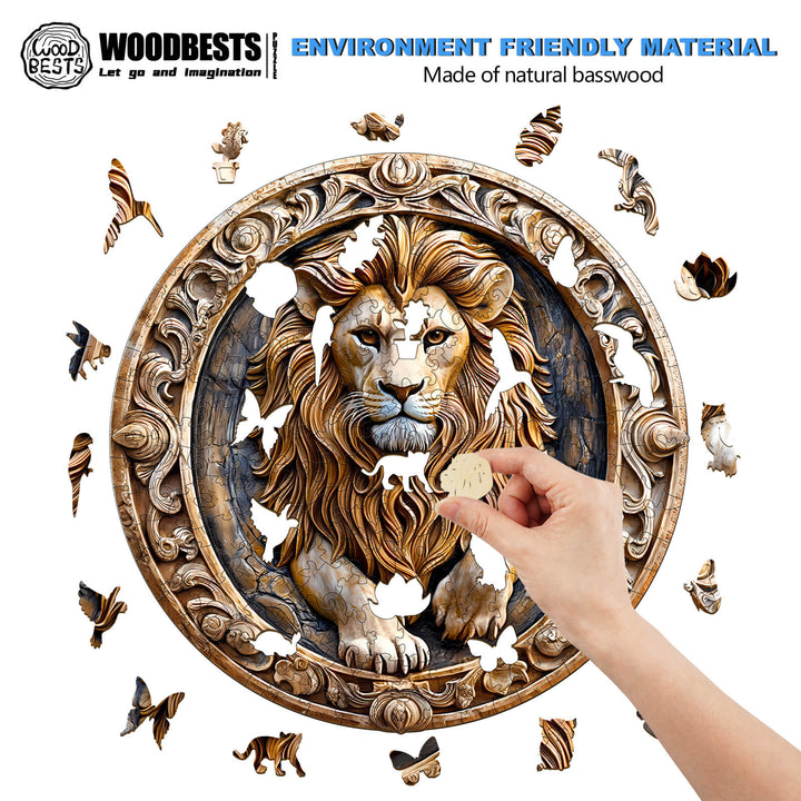 3D sculpture lion Wooden Jigsaw Puzzle