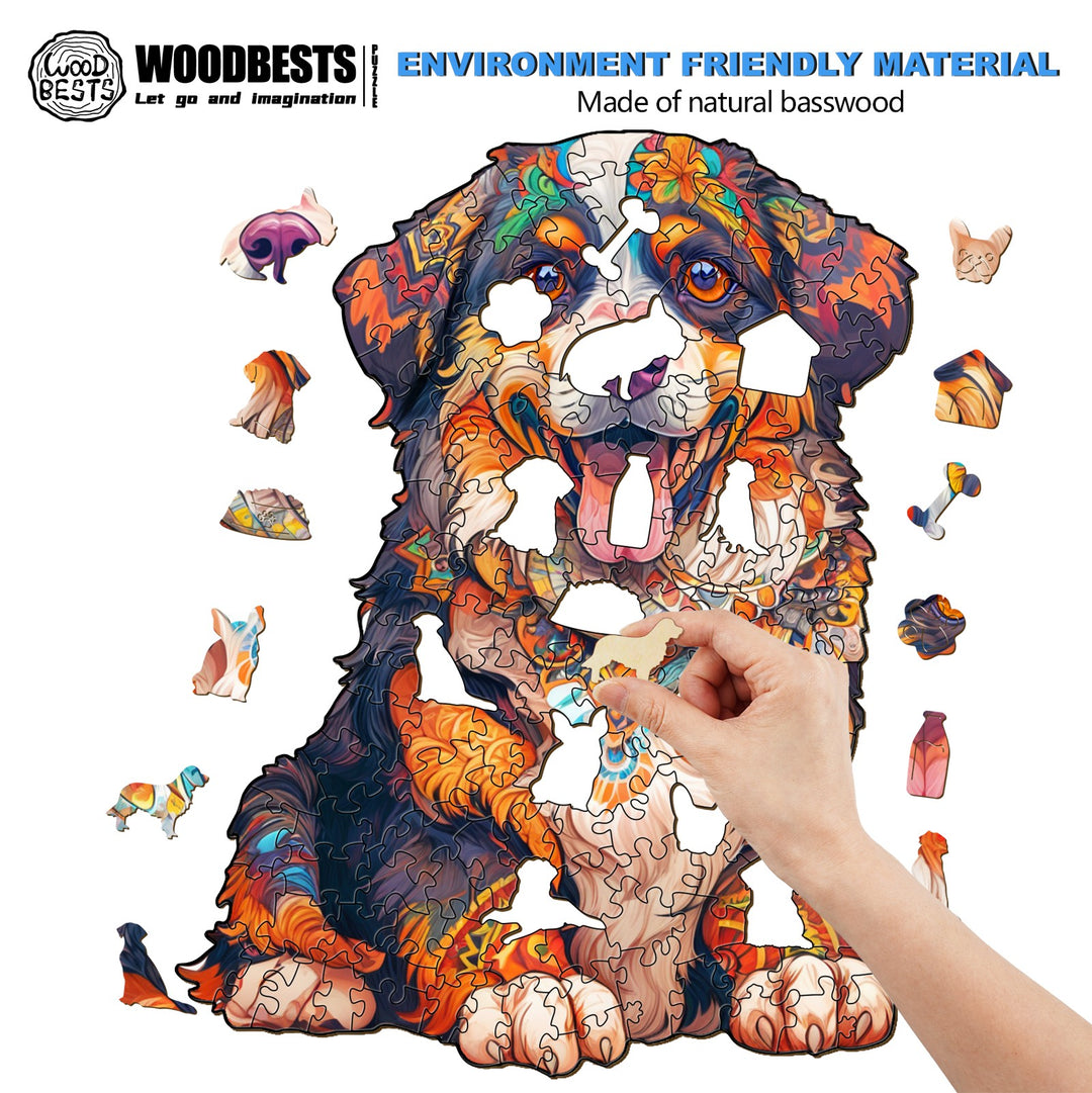Bernese Mountain Dog Wooden Jigsaw Puzzle-Woodbests