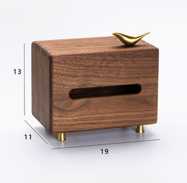 Copper Bird Wooden Tissue Box