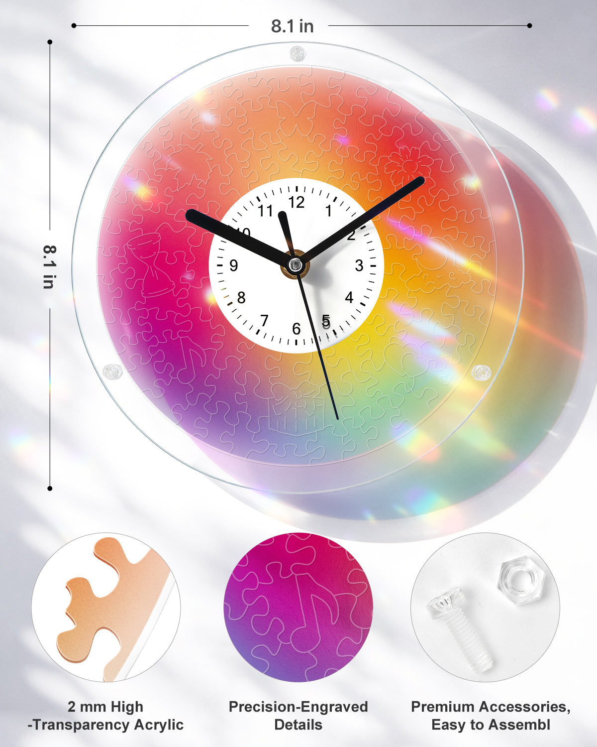 DIY Acrylpuzzle-Uhr Bausatz - Chromatischer Schleier