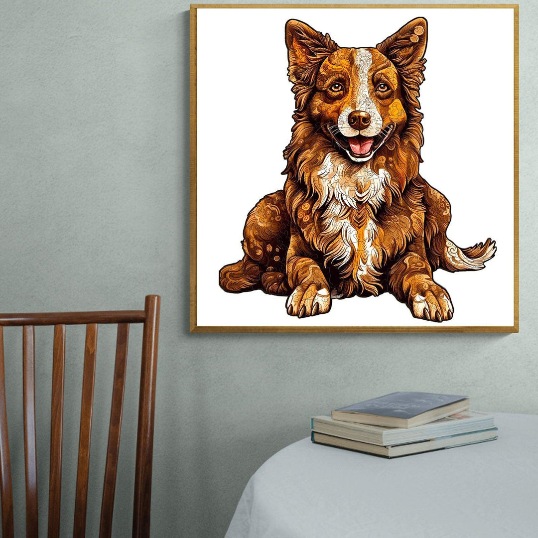 Smart Border Collie Wooden Jigsaw Puzzle-Woodbests