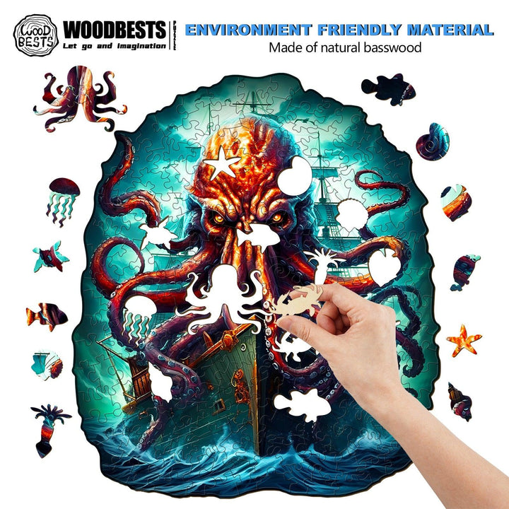 Octopus Monster Wooden Jigsaw Puzzle-Woodbests