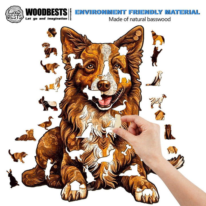 Smart Border Collie Wooden Jigsaw Puzzle