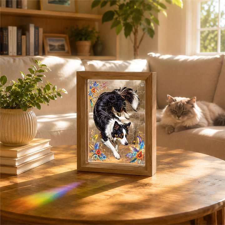 Double Sided Acrylic Jigsaw - Kaleidoscopic Puppy