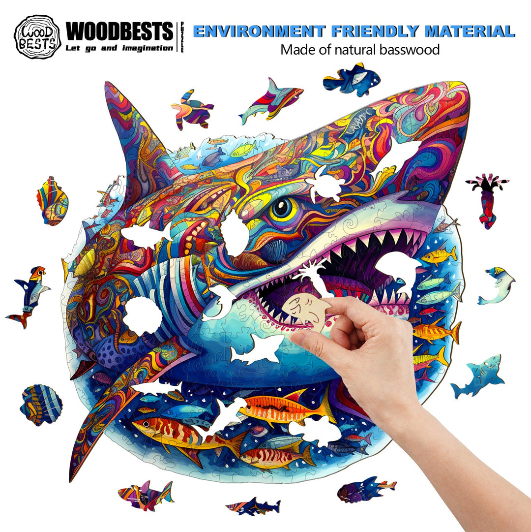 Ferocious Shark Wooden Jigsaw Puzzle-Woodbests